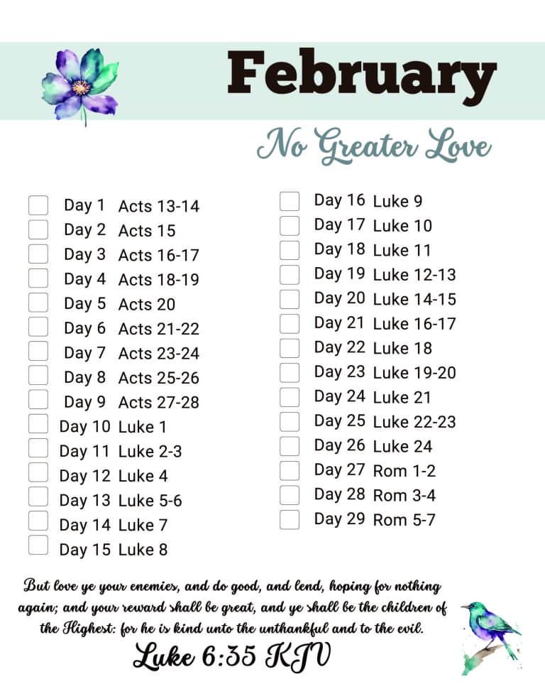 February Bible in a Year Reading Plan - Bible Verses for You